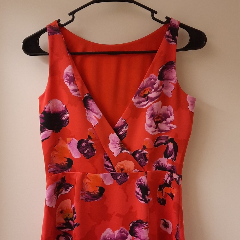 NWT, Banana Republic Petite Red Poppy Floral Dress - Picture 9 of 13